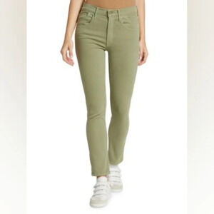 Mother Oil Green Stash Mid Rise Dazzler Ankle Jeans Size 28